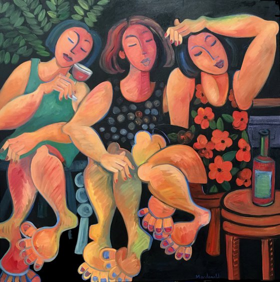 Three Sisters at a Wine Bar