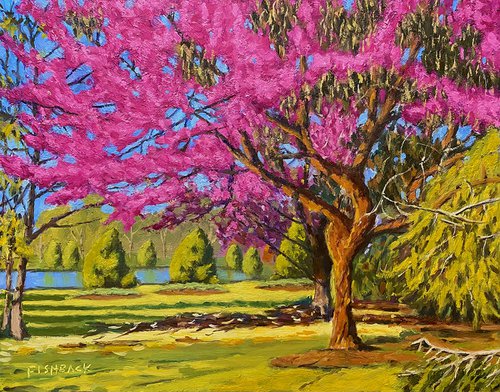 Red Buds and Spring Greens by Daniel Fishback