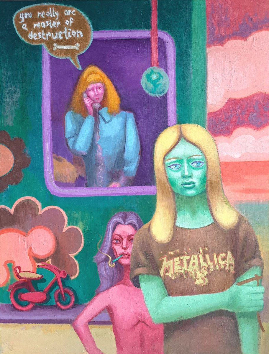 Surrealistic Portrait Oil Painting By Taco Eisma, 24 X 31", Master Of Destruction, Original Artwork