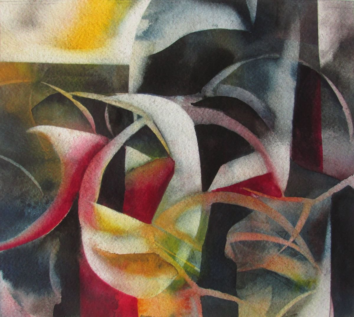 Abstract Watercolour By Alfred Ng, 11 X 10, Formations, Original Artwork