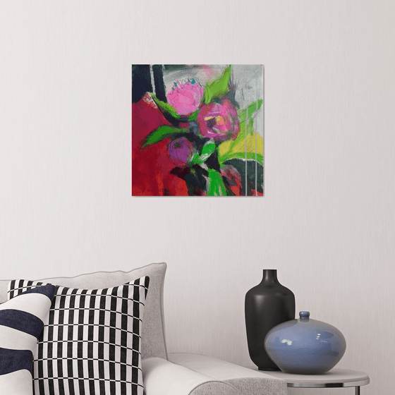 Pink peonies modern painting