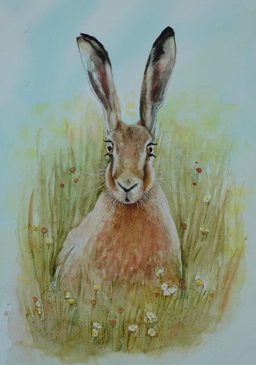 Hare 'Spring On the Way' by Mel Davies Original Art