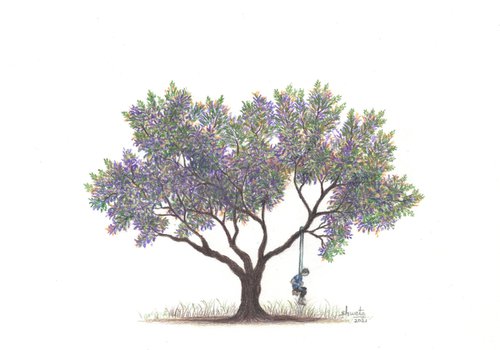 Boy on the Tree Swing by Shweta  Mahajan