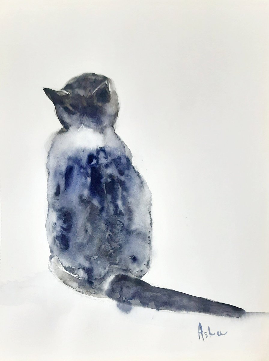 Impressionistic Watercolour , The Tabby Kitten Mayuri By Asha Shenoy, 8 X 12, Artwork For Sale On Artfinder