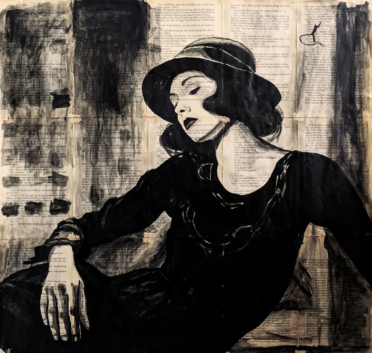 Urban And Pop Portrait Acrylic Painting By Valera Hrishanin, 24 X 24", Girl From Retro New York #1, Original Artwork