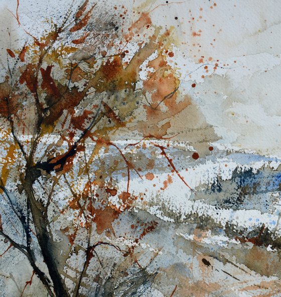 Winter path watercolor