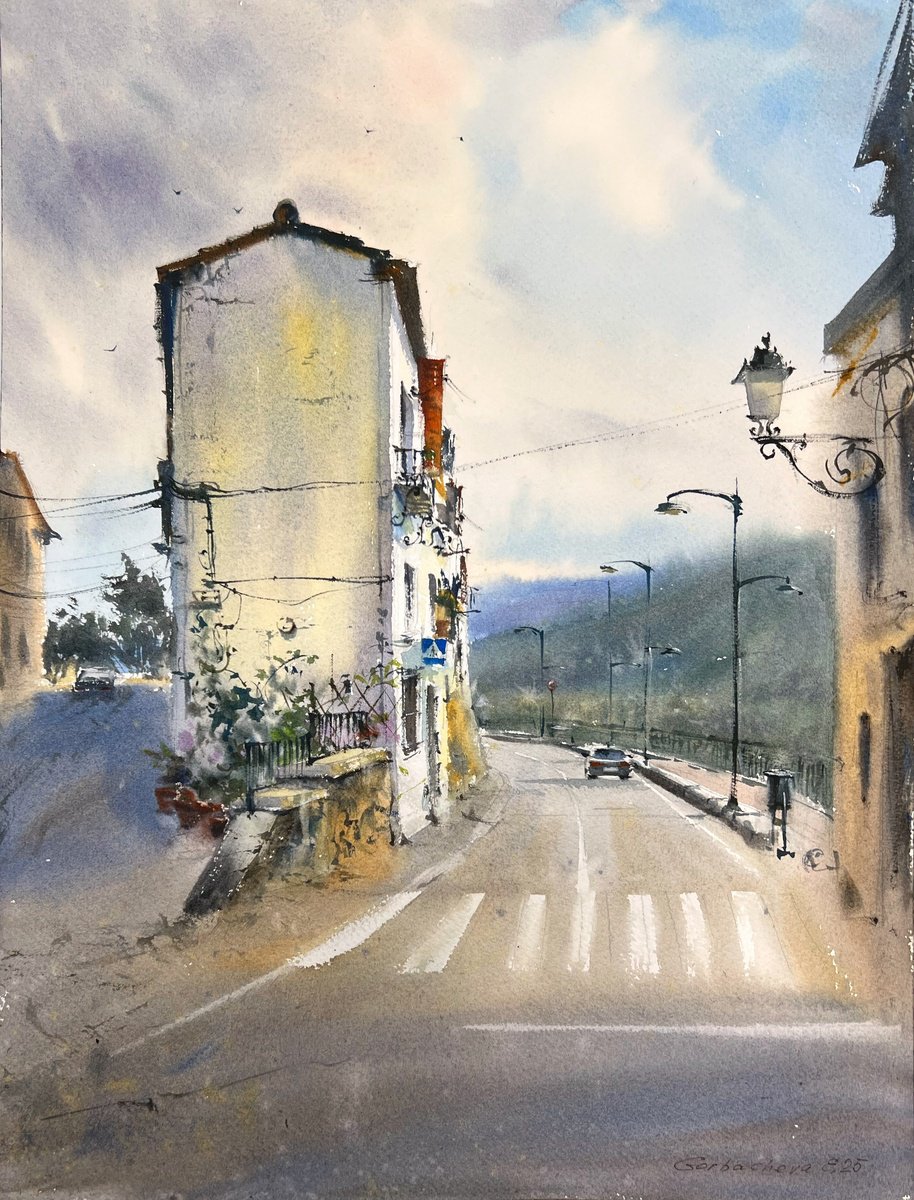Impressionistic Cityscapes Watercolour By Eugenia Gorbacheva, 12 X 16, Chulilla