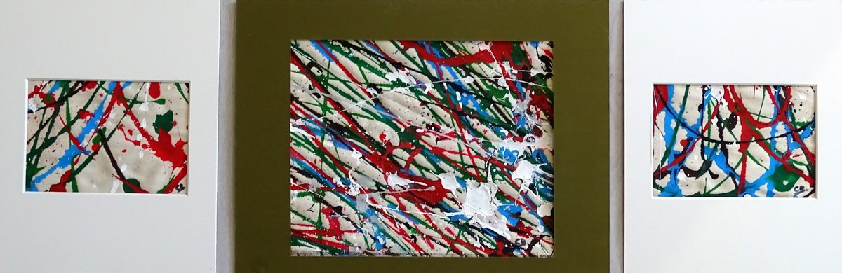 Abstract Acrylic Painting By Cb., 35 X 12, Triple Emotions, Original Artwork