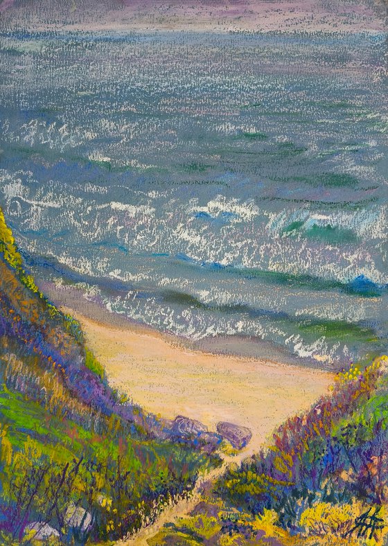 Wild Mediterranean Beach from the Clifftop