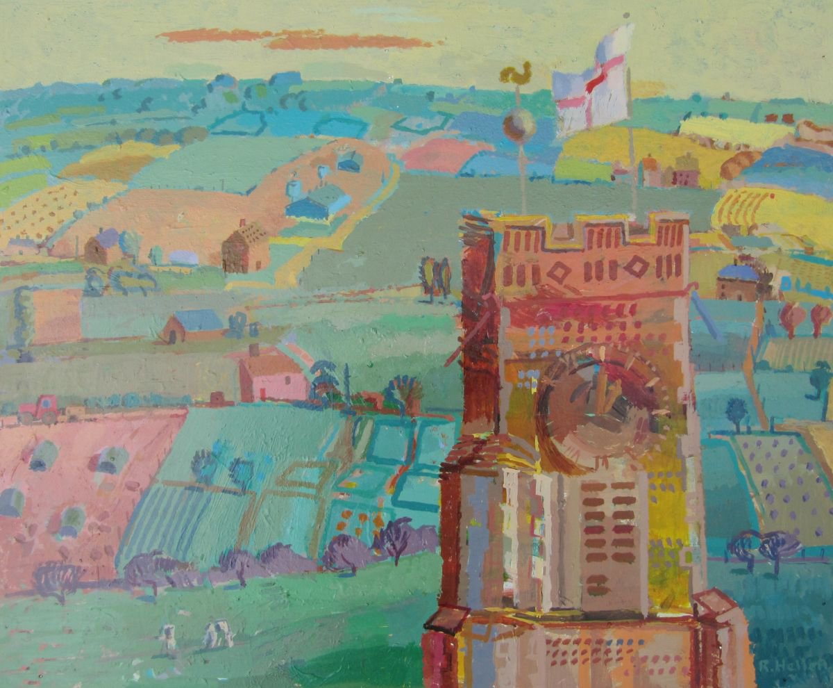 Church Tower and Landscape by Ronald Hellen