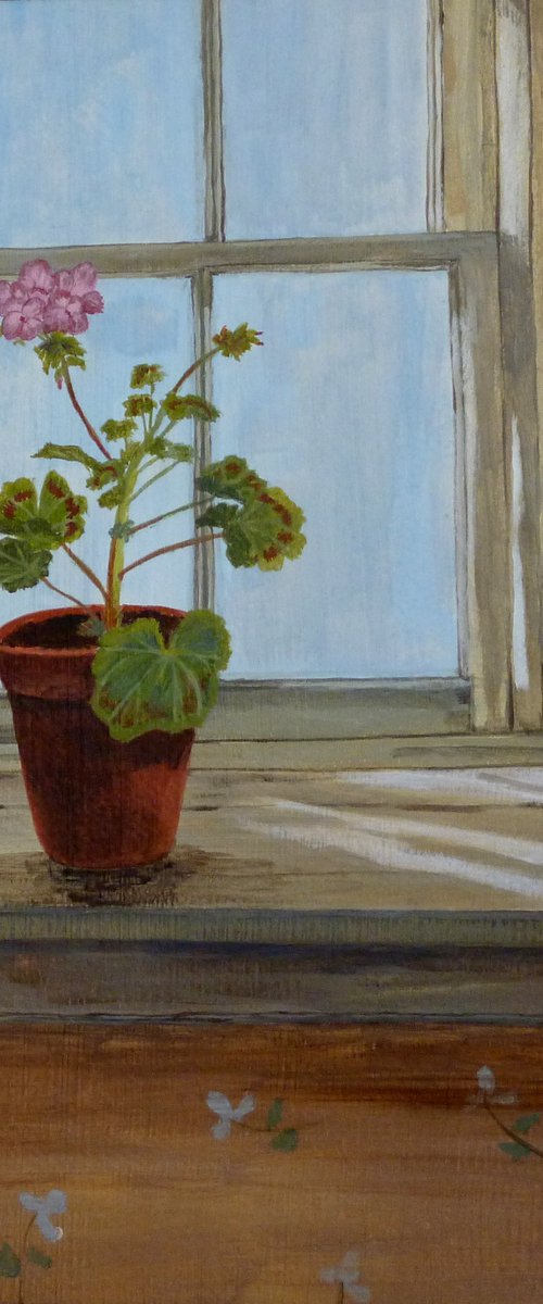 Window with Pink Geranium by Maddalena Pacini