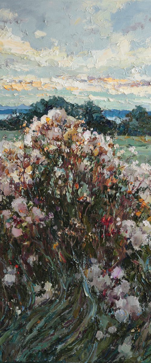 Wildflowers in a Field at Sunset by Anastasiia Valiulina