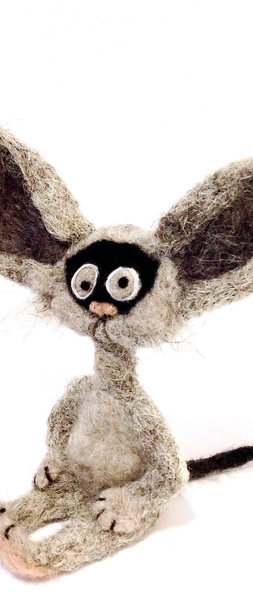 Mr Grey, felted wool cat, Les Loufoques series by Eleanor Gabriel