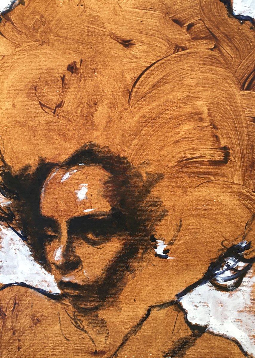 Expressive Portrait Acrylic Painting By Dominique Deve, 11 X 17, Charlotte #1, Original Artwork