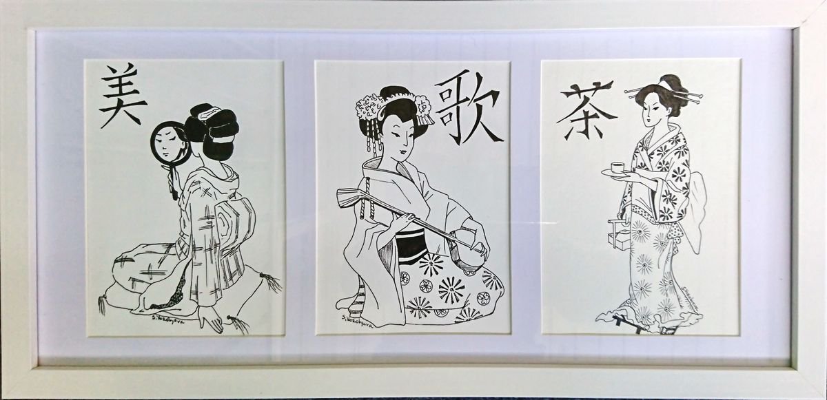 Three Japanese Craces. Triptych by Svetlana Vorobyeva