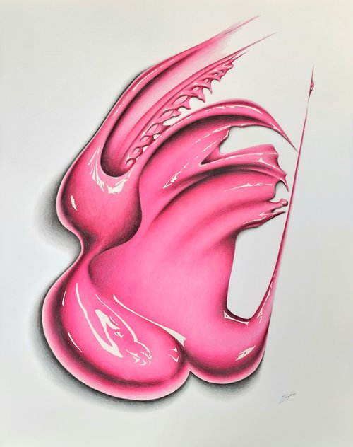 Pink 128***: A Colour Pencil Drawing Of Paint by Daniel Shipton