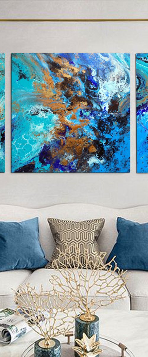 Tropical waters Triptych by Areti Ampi
