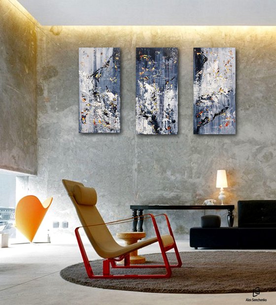 150x100cm. / Abstract triptych / Abstract 2270