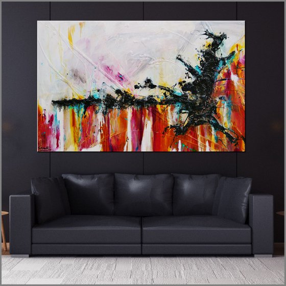 Deep Sienna Rush 160cm x 100cm White Sienna Abstract Art