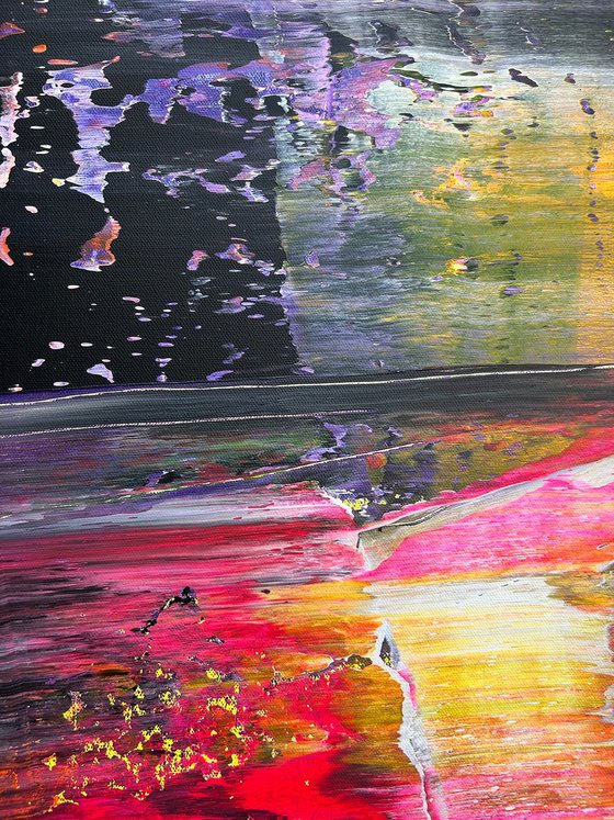 "Ensemble" - Save As A Series - Original PMS Abstract Acrylic Painting Triptych On Canvas - 84" x 36"