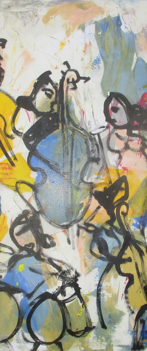 blue jazz expressive music - acrylicpainting 80x80cm 31,5  x 31,5 inch by Sonja Zeltner-Müller