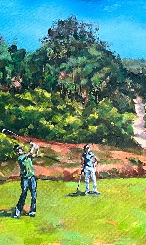 Golfers at Burley, New Forest (Plein Air) by Kamil Woj