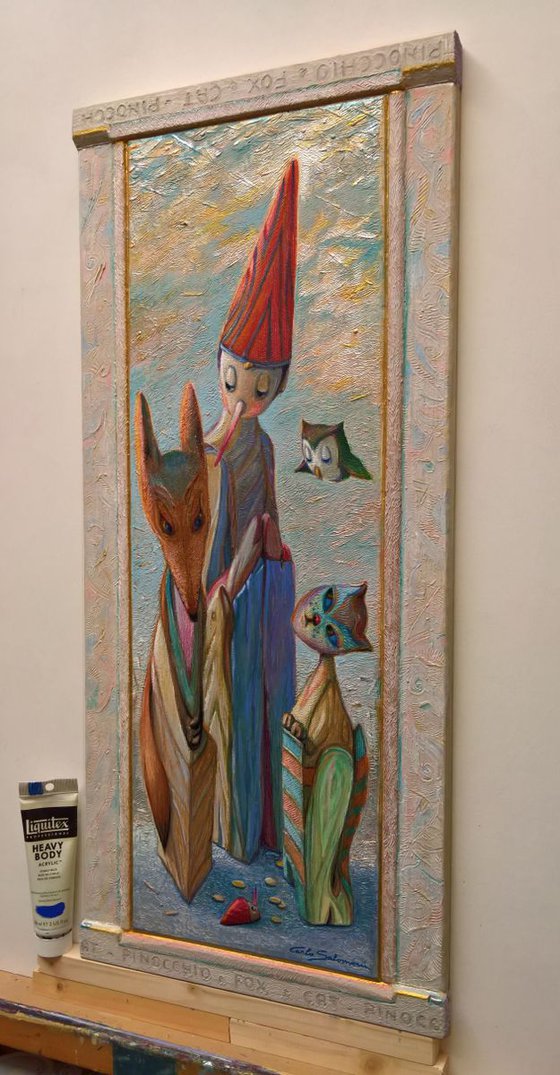 PINOCCHIO, THE FOX AND THE CAT - ( integrated decorated Frame )