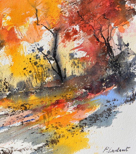 Autumnal sunlight - watercolor
