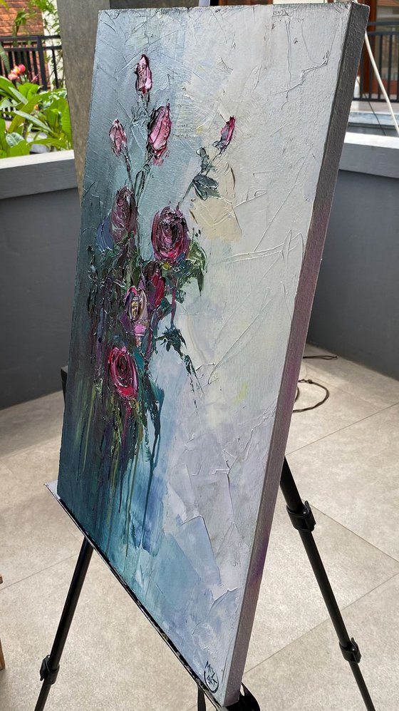 Red Rose Palette Knife Art