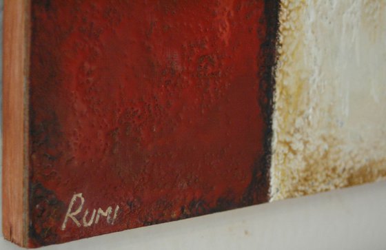 "Runes III". Encaustic abstract painting.