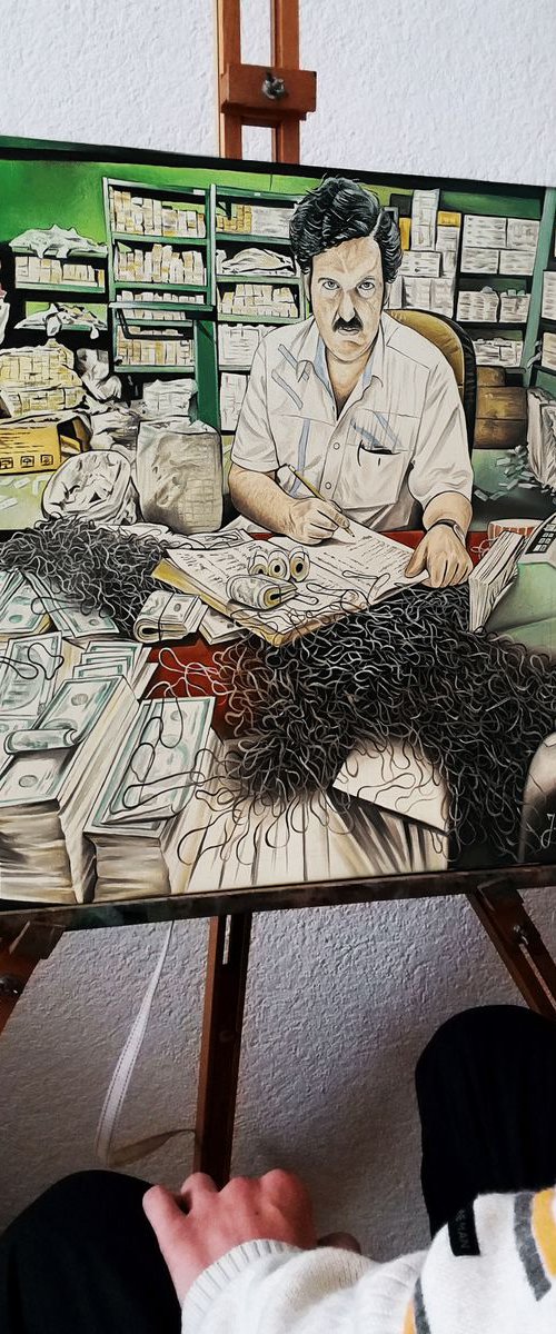 Pablo Escobar , ORIGINAL OIL ON CANVAS PAINTING by Josip Barać