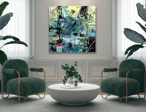 Enraptured 2 - LARGE 30x30 Abstract art by Kathy Morton Stanion