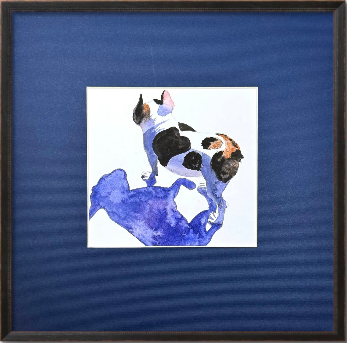 Photorealistic Watercolour , French Bulldog Black White Dog By Yuliia Sharapova, 12 X 12, Artwork For Sale On Artfinder