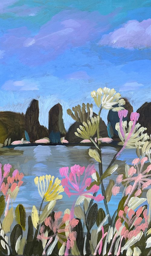 Lake with wildflowers (large) by LENKA STASTNA
