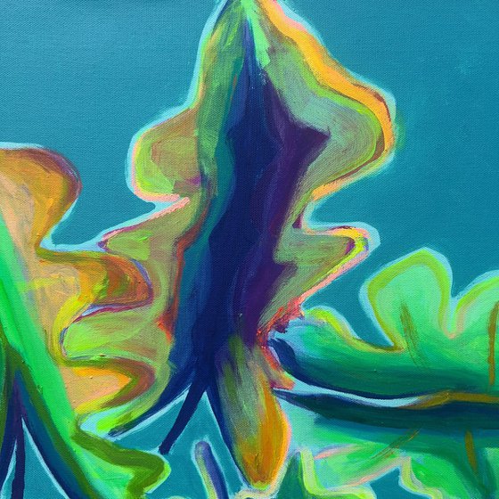 Blue and Green Alocasia Study