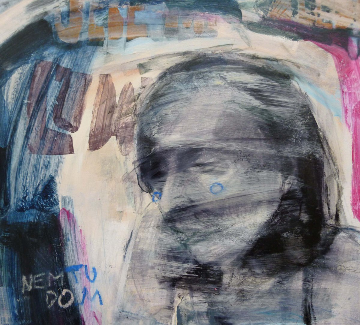 Expressive Portrait Acrylic Painting By Cynthia Gregorova, 11 X 11, Dilemma About Mental Health, Original Artwork