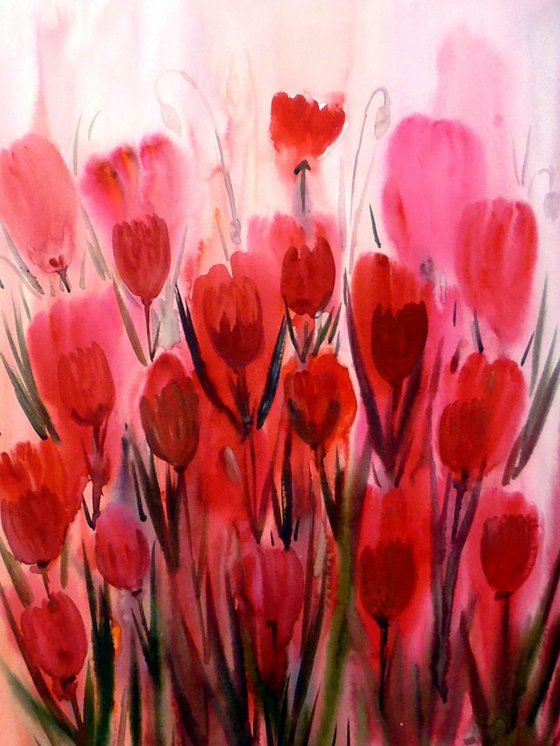 Beauty of Poppies Flowers - Watercolor Painting