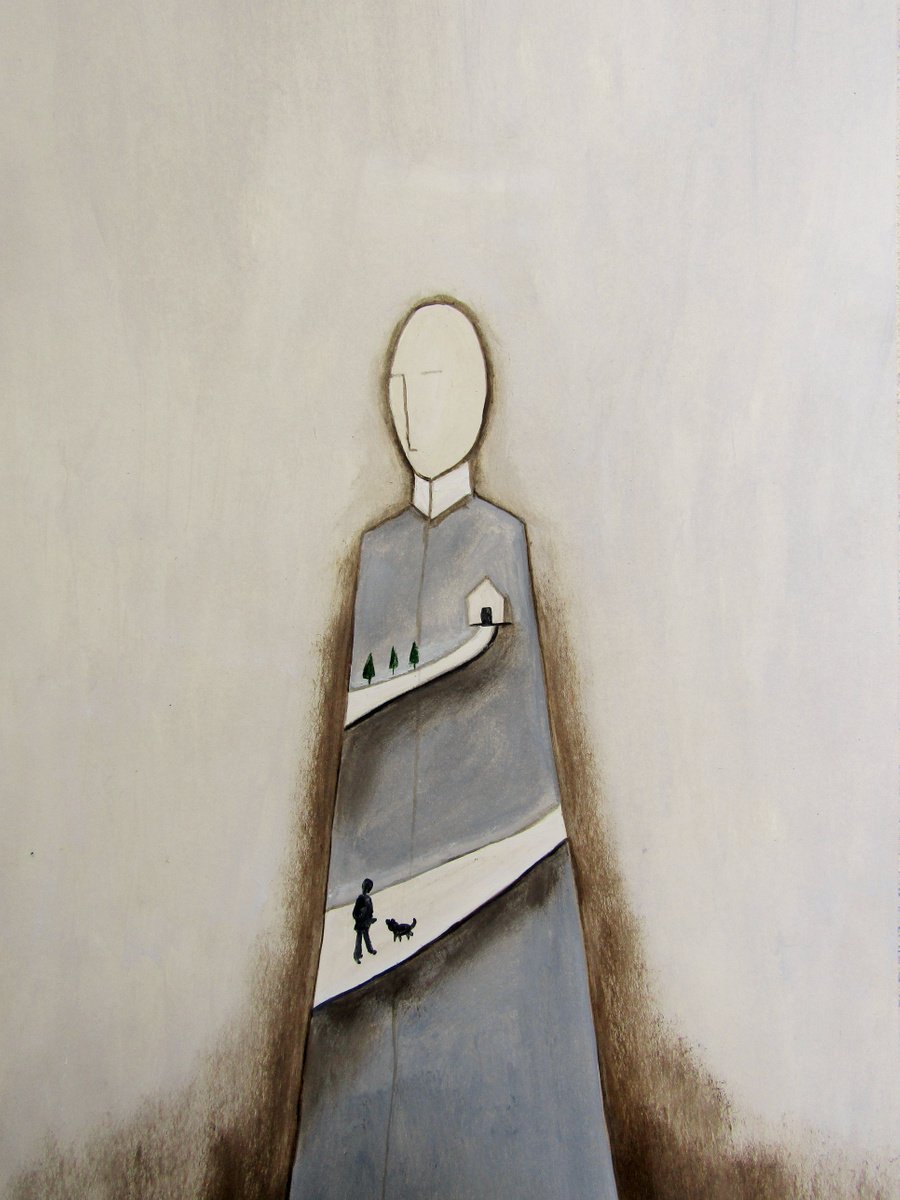 The man with a long dress - oil on paper by Silvia Beneforti