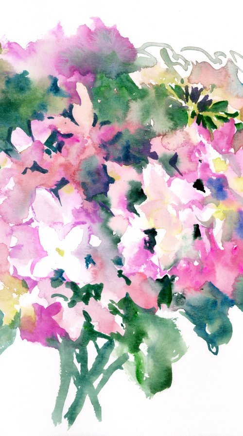 Pink Hydrangea Flowers by Suren Nersisyan
