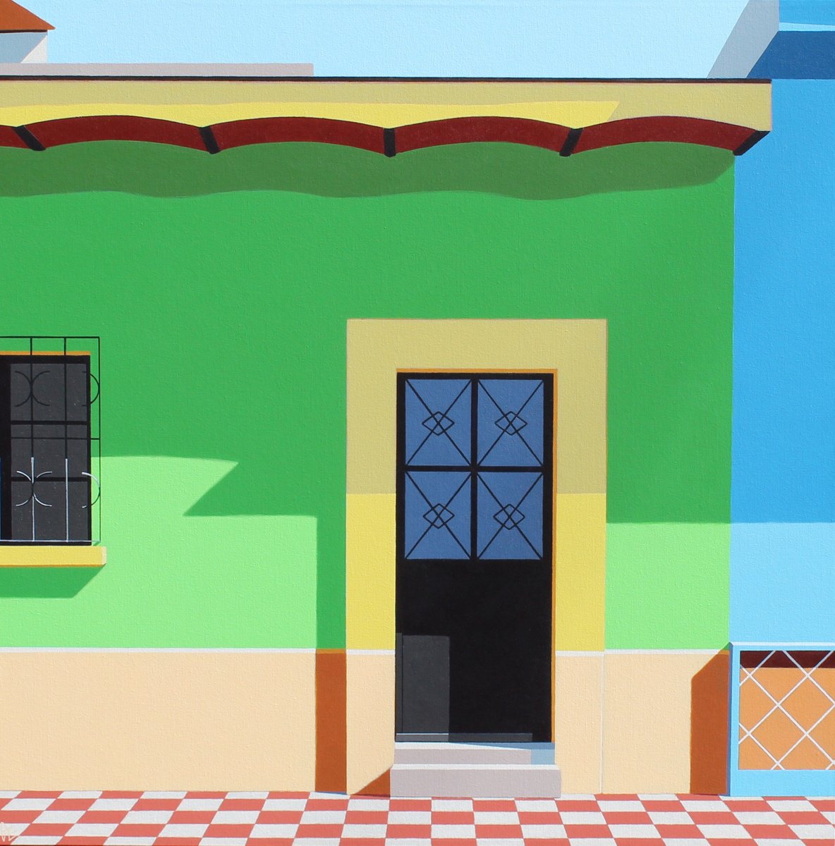 Urban And Pop Cityscapes Acrylic Painting By Gordon Leverton, 30 X 30, Fantasia (Fantasy), Original Artwork