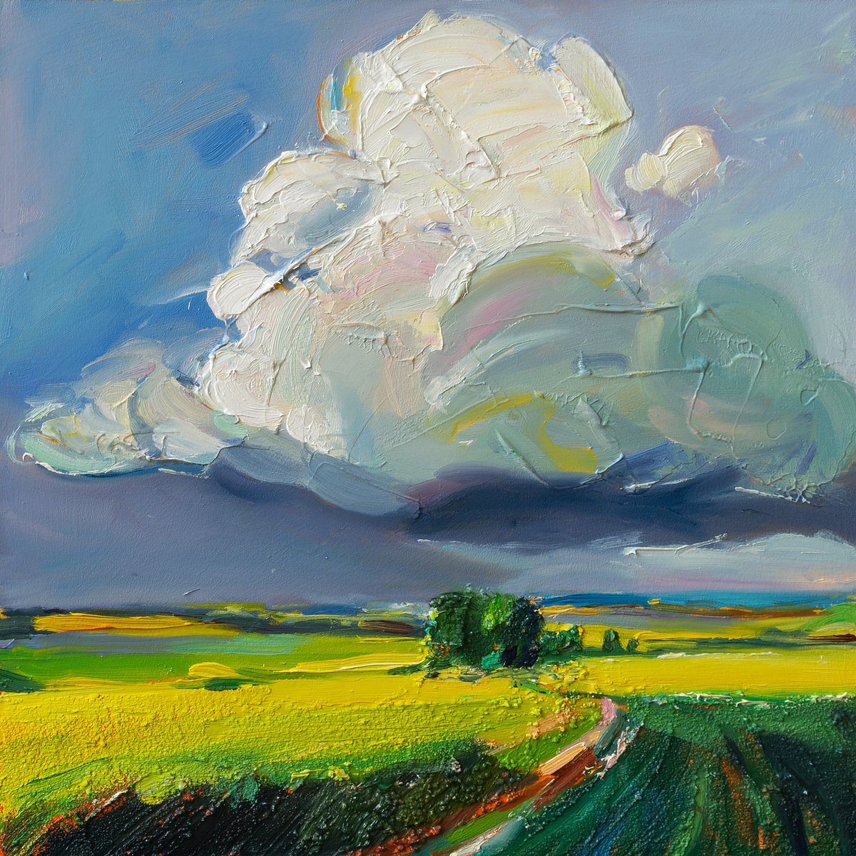 Impressionistic Landscape Oil Painting By Daria Zavadenko, 12 X 12, Storm Is Coming ?13/18, Original Artwork