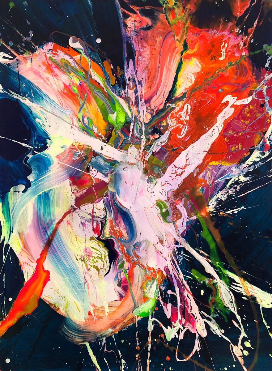 Abstract Acrylic Painting By Viacheslav Zaykin, 29 X 39", New Movement., Original Artwork