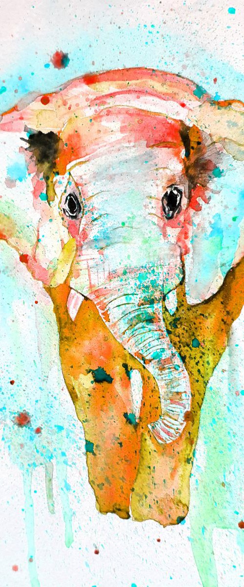 Elephant, watercolor by Luba Ostroushko