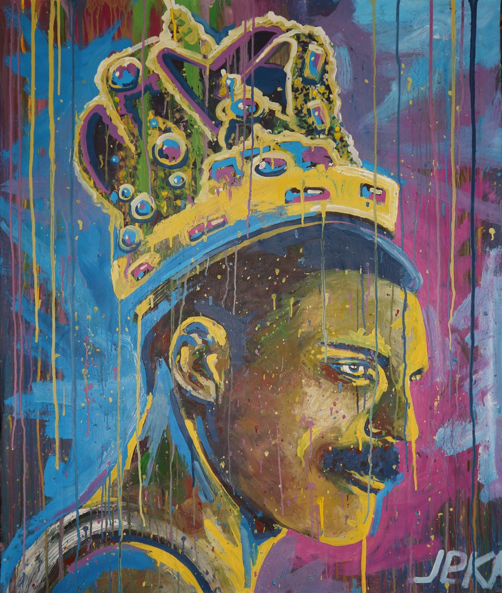 Impressionistic Portrait Acrylic Painting By Eugene Gorbachenko, 35 X 43, Freddie Mercury, Original Artwork