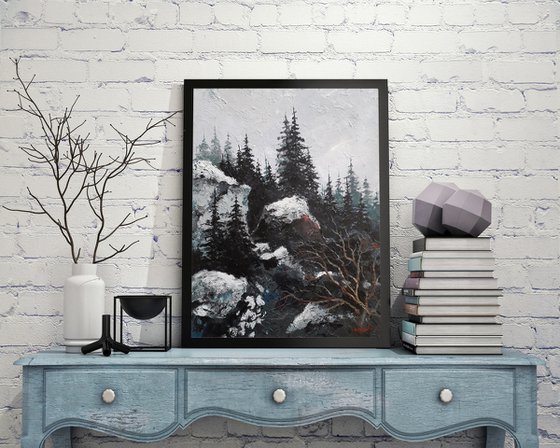 Mountain landscape. Painting in the living room