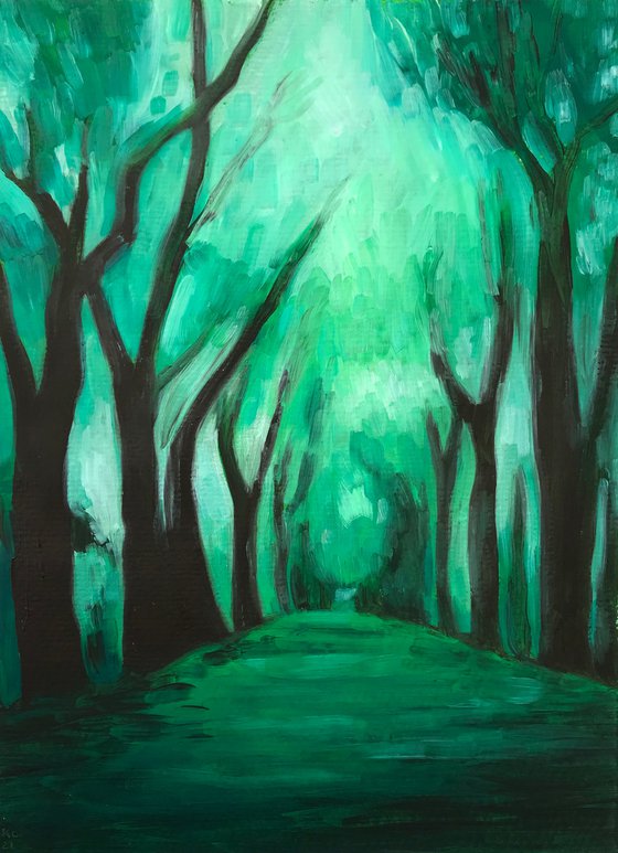 Forest - Oil painting on paper