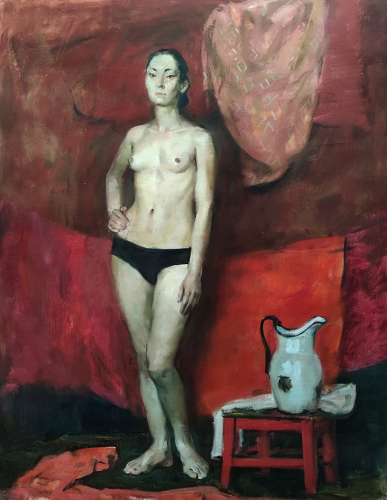 Nude and a bath jug