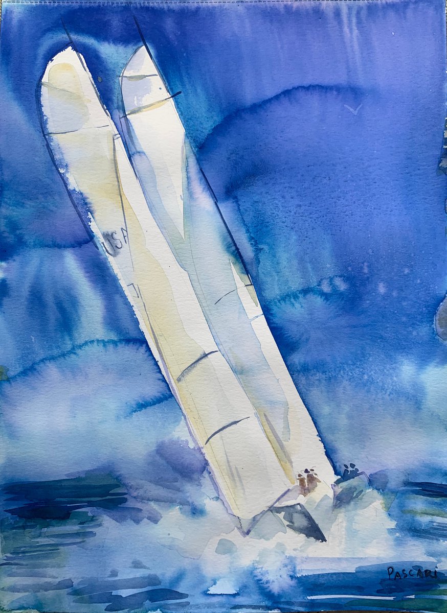 Impressionistic Landscape Watercolour By Olga Pascari, 11 X 16", Regatta, Original Artwork