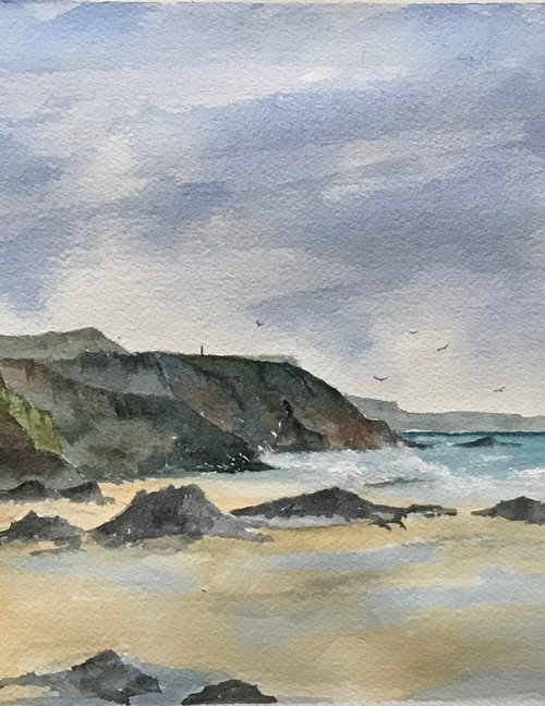 Cliffs and Beach at Porthtowan by Brian Tucker