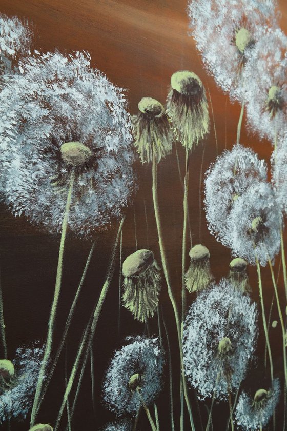 Dandelions II- EXTRA LARGE  Impressionistic Home decor Painting